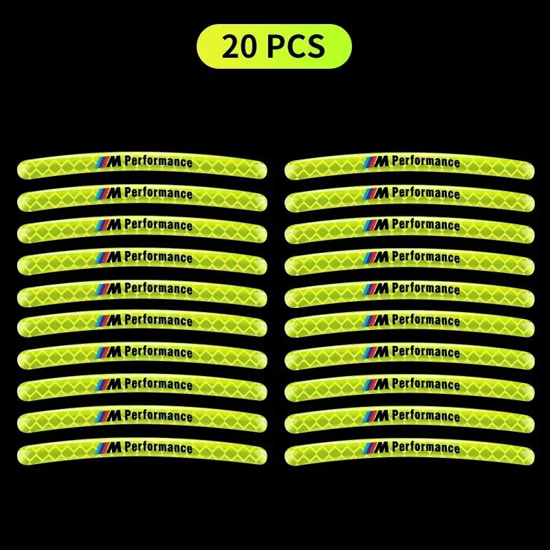 Car Bike Motorcycle Wheel Hub Reflective Stickers For BMW 13 5 Series F20 F21 F22 E87 E88 E90 E60 G30 E84 F10 F30 M X1 X3 X4 GT
