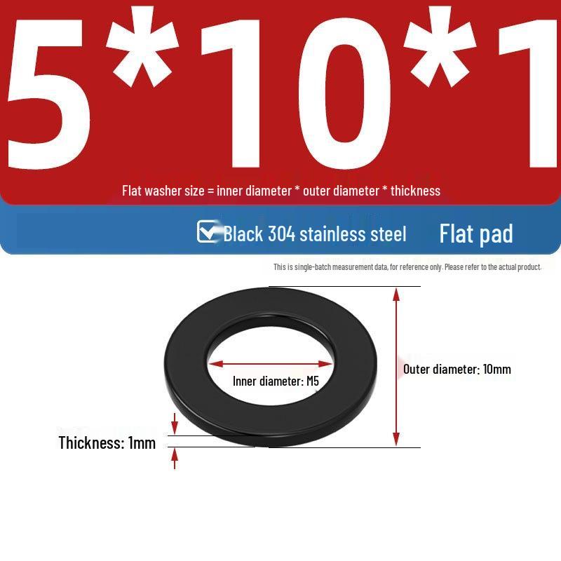 Ultra-Thin Black Zinc-Plated Stainless Steel Flat Washer (M2-M20)