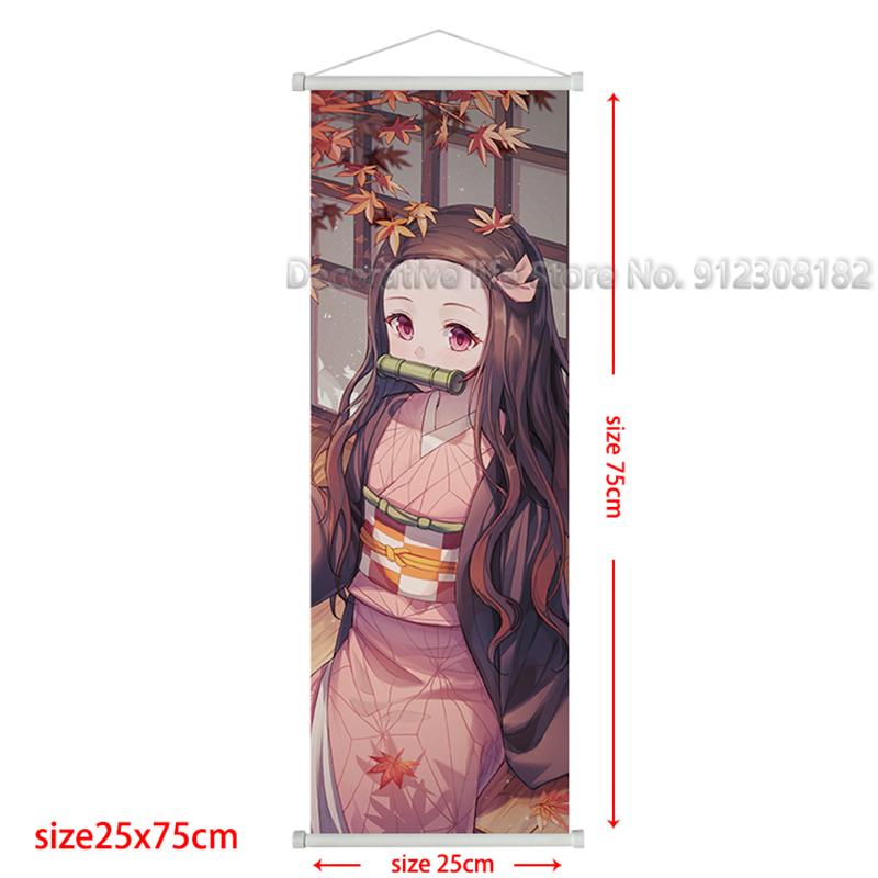 Demon Slayer Scroll Poster Kamado Tanjirou Canvas Painting Nezuko Classic Wall Art Pictures for Living Room Home Decoration
