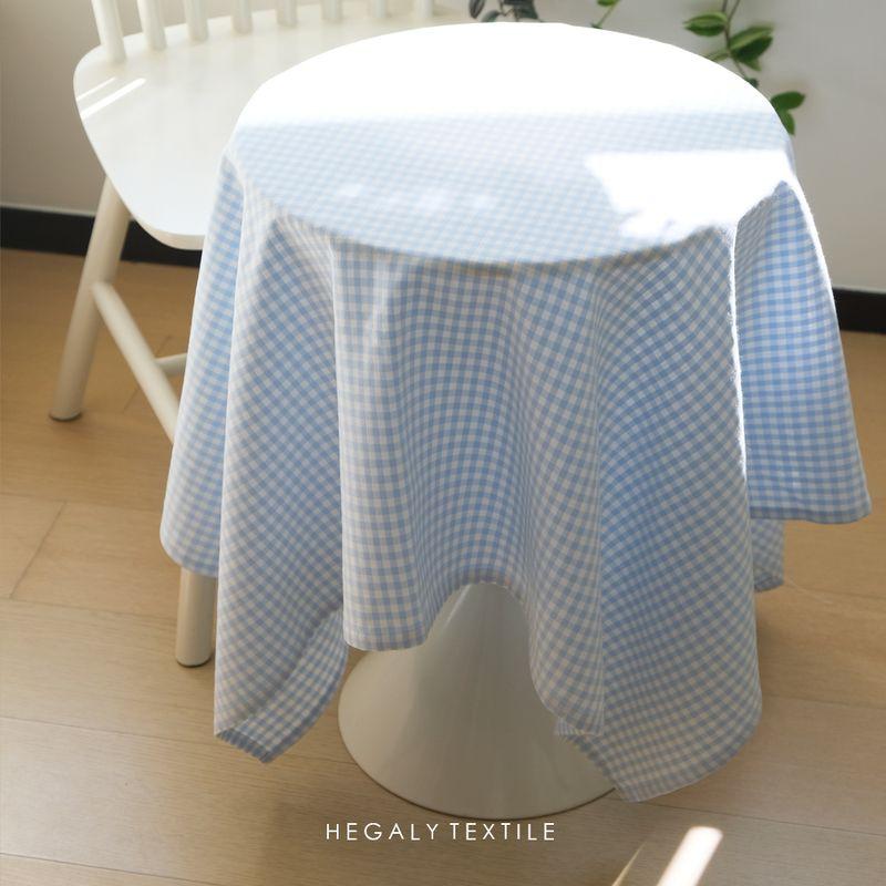 

Hegaly Artsy Small Gingham Tablecloth Korean Style Refreshing Retro Table Cloth Fabric Atmosphere Decoration Baby Blue and Green Blue 65 * 65cm