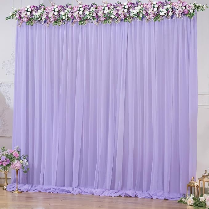 1 Panel Chiffon Backdrop Curtains, Wrinkle-Free Sheer Chiffon Fabric Curtain Drapes Wedding Ceremony Arch Party Stage Decor