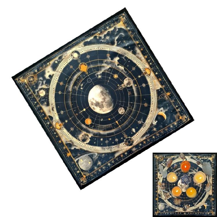 Moon Planet Astrology Tablecloth Altars Cloth Square Divinations Card Table Cloth Witchcrafts Deck Cloth Enduring