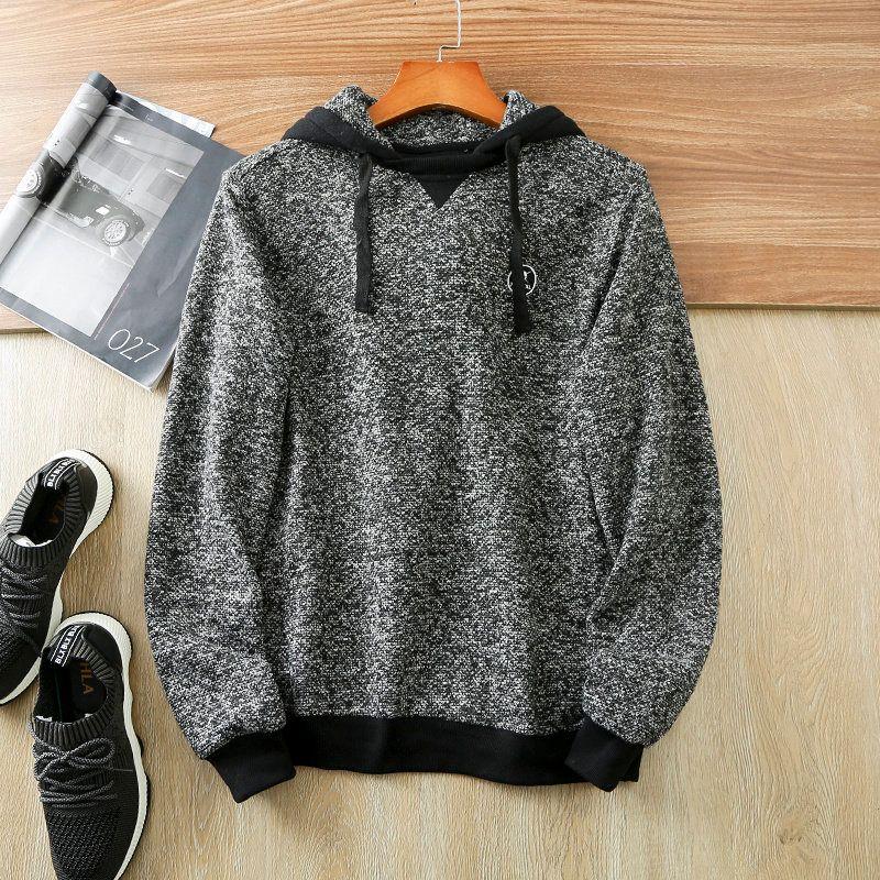 Export Order Arabesquitic Fabric Knitting Craft Export Men's Spring and Autumn Loose Casual Hooded Pullover Men's Coat Fashion