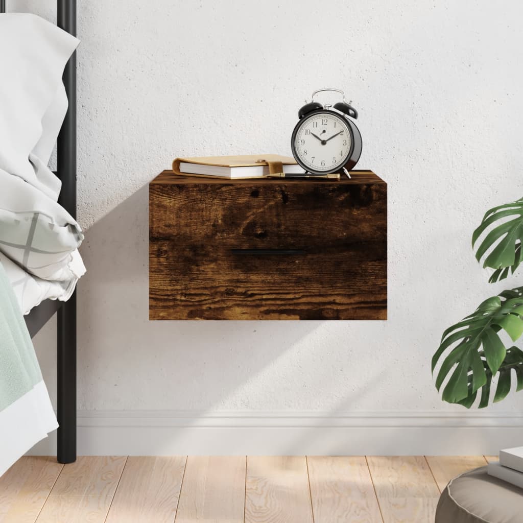 Wall Mounted Nightstand Smoked Oak 35 x 35 x 20 cm