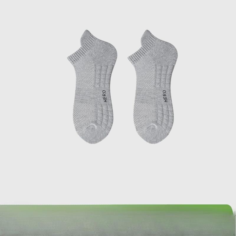 Men's Summer Sports Socks with Ear Tabs for Odor Prevention and Sweat Absorption, Towel Bottom Men's Socks, Boat Socks