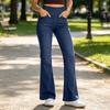 Jeans a zampa colorati da donna con vita elasticizzata e tasche multiple