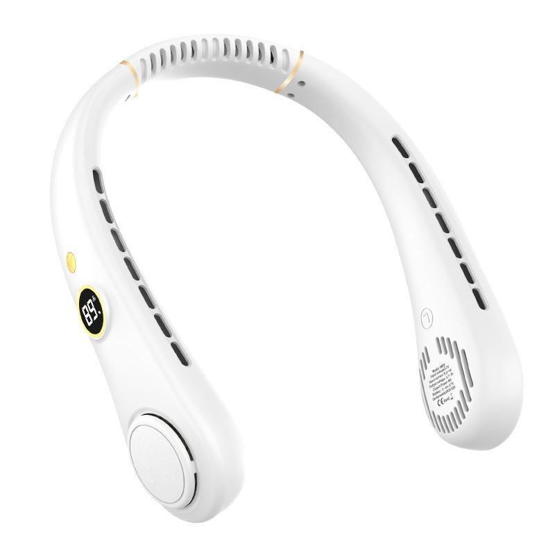 

Беспроводной вентилятор USB для улицы, портативный, пятискоростной, с цифровым дисплеем, студенческий, шейный, маленький вентилятор One Size белый