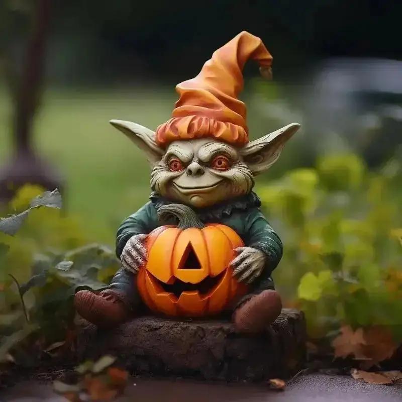 Halloween Pumpkin Garden Decoration Vampires Ornament Cute Ghost Landscape Resin Cartoon Crafts Outdoor Statues Sculptures