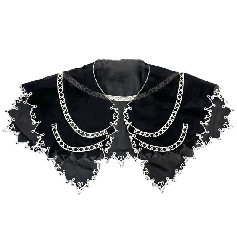 

Detachable Lapel Collar False Elaborate Girls Collar Accessory Embroidered Collar Ancient Art Traditional False Shawl 1