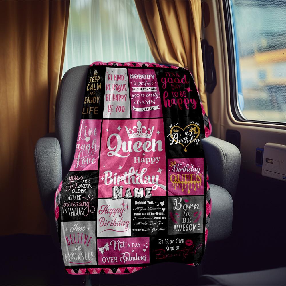 Queen Birthday Customize Your Name Rv Blanket Comfortable Soft Lightweight Allseason Multipurpose Blanket For Travel Camping Picnics Sofas Rvs Beds