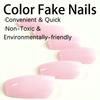 Rectangular Light Pink Press-On Nail Tips - Removable, High-End Finish