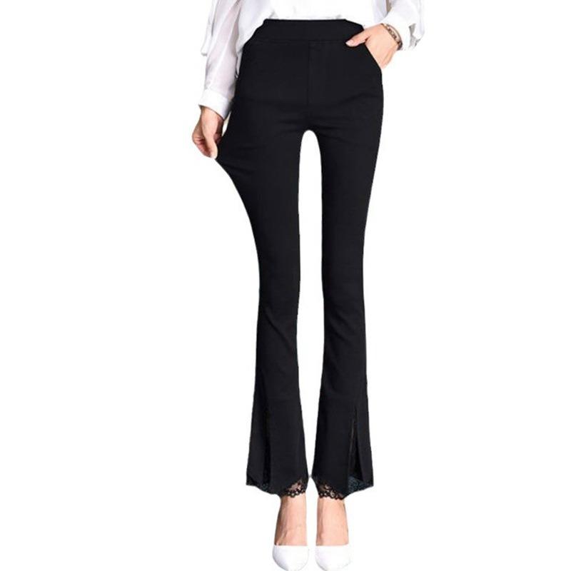 Women S Slim Fit Butt Lifting Lace Flared Split Ankle Pants