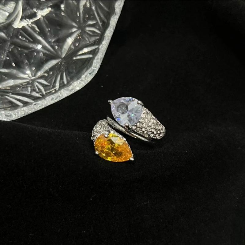 Adjustable Yellow Diamond Zirconia Ring - European & American Style Gemstone Jewelry