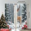 2pcs 2D Flat Printing Merry Christmas Popular Drapes Cute Christmas Deer Present Polyester Fabric Without Electricity Festive