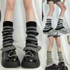 Girls Lolitas Leg Warmers Y2K Stripe Knitted Flared Leg Sleeves Goth Baggy Cuff Ankle Heap Socks JK Uniform Foot Cover