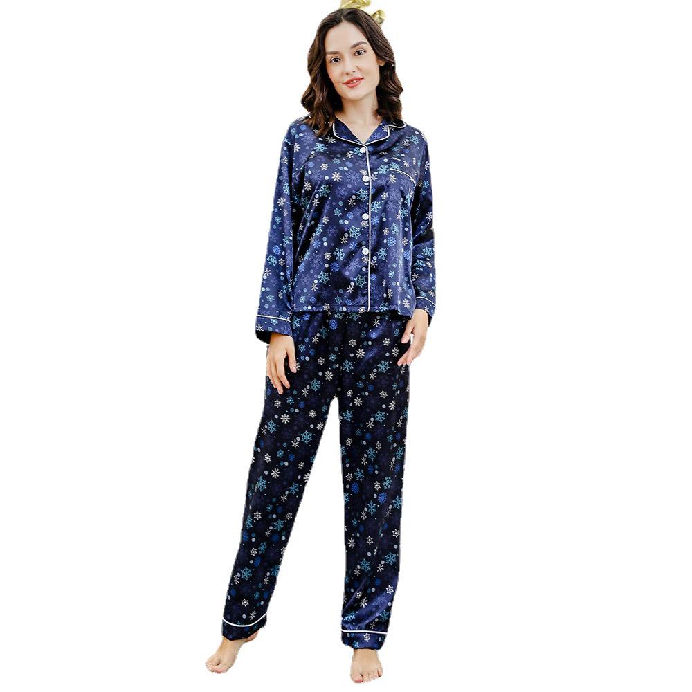 Custom Christmas Faux Silk Pajamas Set - Long Sleeve & Pants for Family