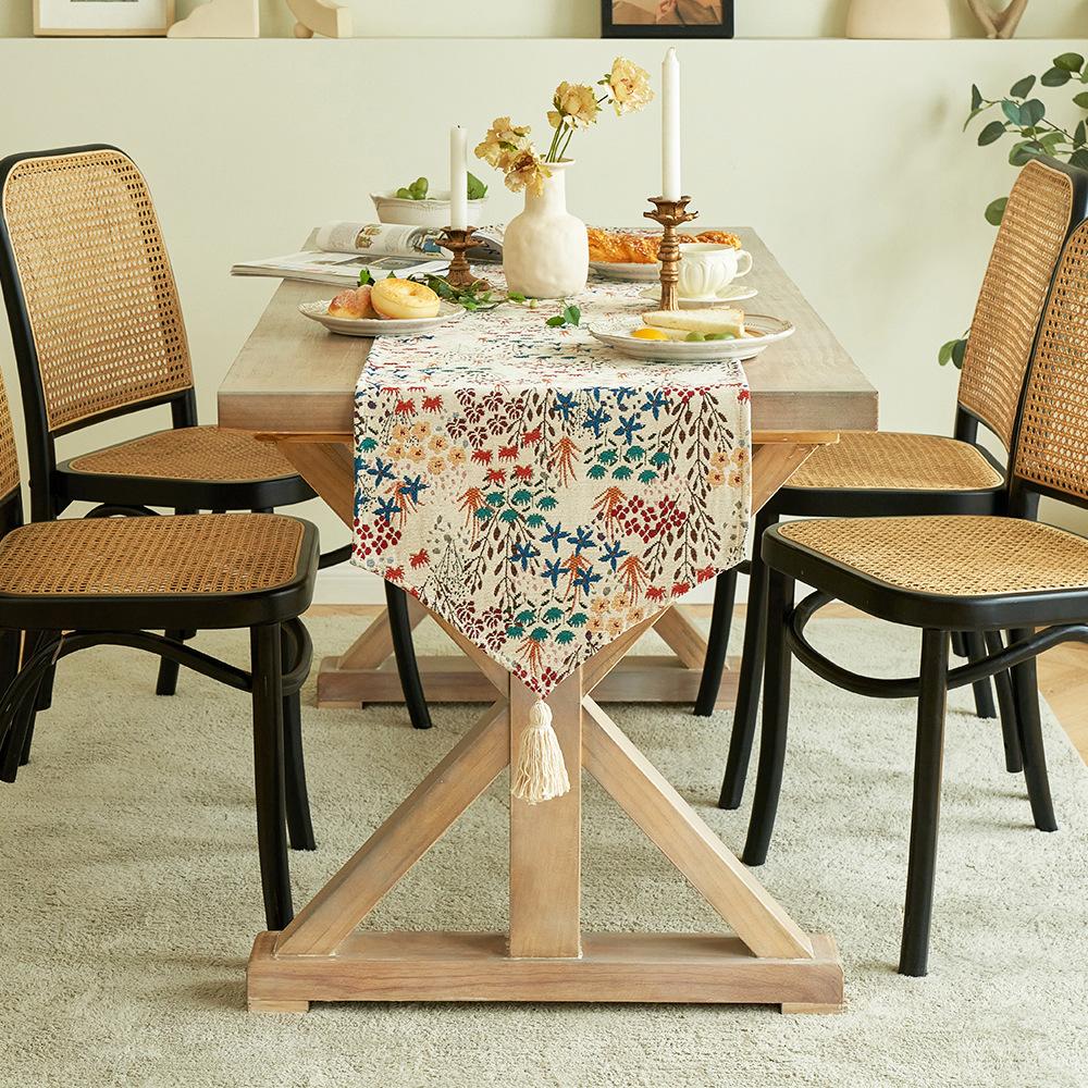 American Style Retro Jacquard Table Flag Home Living Room Dining Cabinet Flag Fabric Tea Table TV Cabinet Long Tablecloth Festival Party Decoration