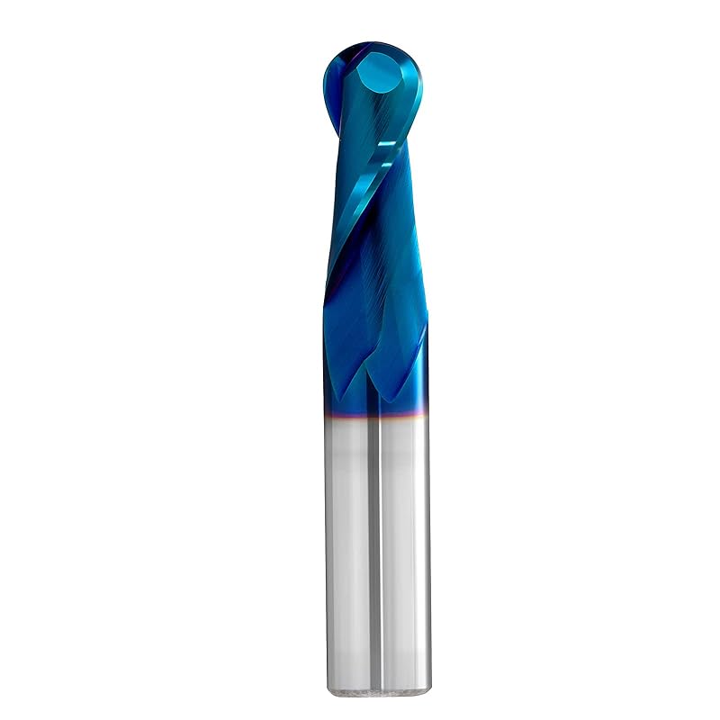 2 PCS CNC Router Bits 1/4inch Shank 1/8inch Cutting Dia Carbide Ball Nose End Mill with Nano Blue Coating for Side Milling End Milling, Finish