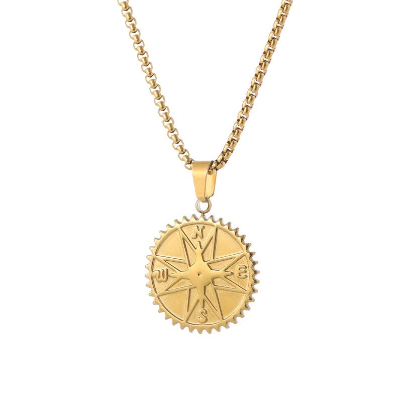 Men's Compass Necklace Titanium Steel Pendant Versatile Twist Chain Jewelry