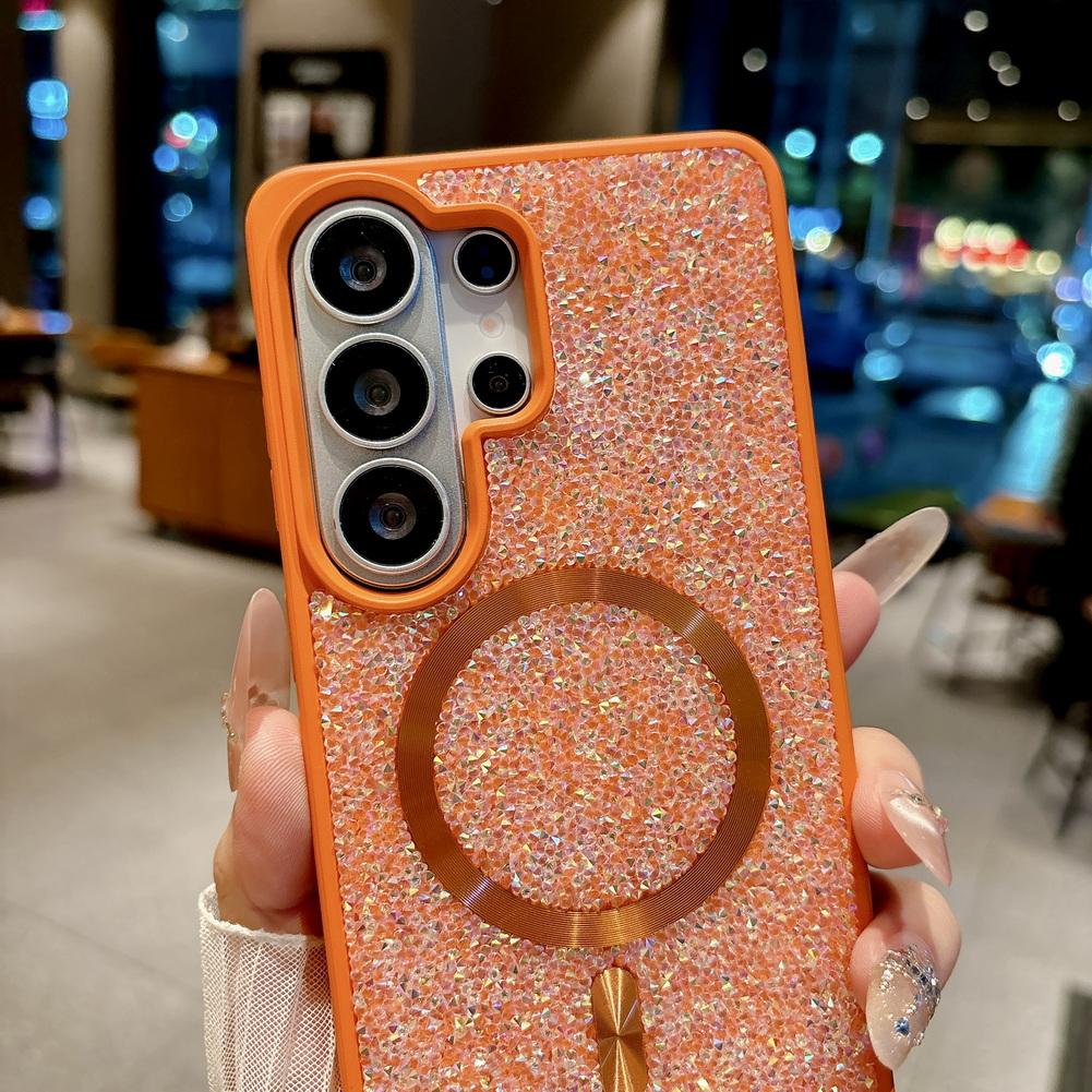 Back with Rhinestones With MagSafe Magnetic Case For Samsung S26 Ultra S26 Plus Galaxy S26 + Glitter Camera Protect Cover