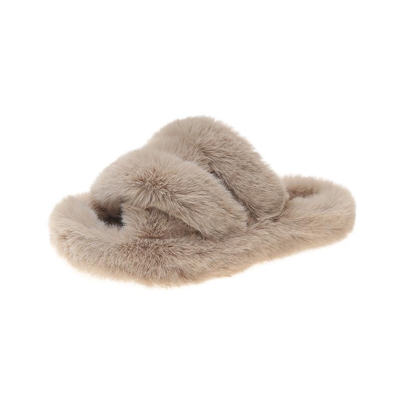 Foreign trade Mao Mao shoes women's 2025 autumn thick-soled new cross-haired slippers wear large size open-toed Internet celebrity home slippers