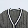 2025 Spring Women's Sweet Casual Loose Knit Cardigan with Cable Pattern
