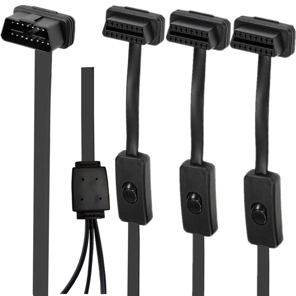 

JUNSUNMAY 60cm OBD II 16 Pin Male to 3 Female Extension Cable Car Diagnostic Extender Cord Adapter Type A