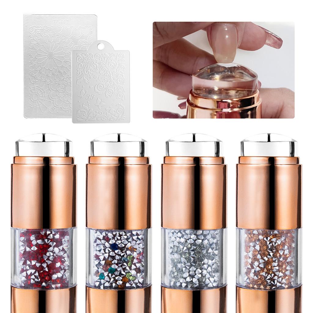 Clear Nail Art Stamper Set with 2pcs Scrapers Create French Nails Designs Easily