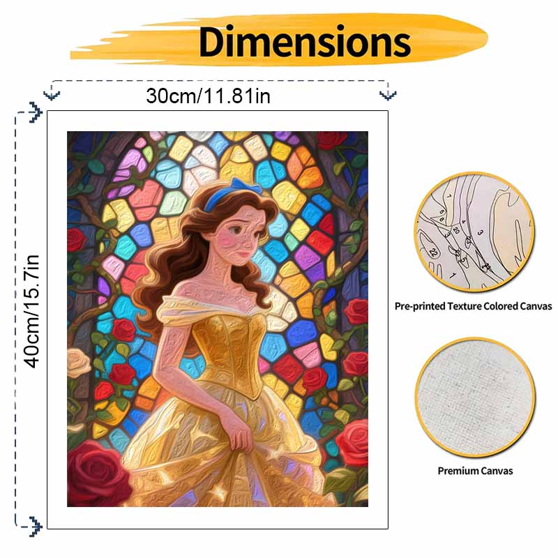 Disney princess stained glass oil painting hand painting coloring painting handmade diy home decoration gift