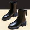 Women's short boots with chunky heels and thick soles in British style New Year's High Heel Brown Retro Spring and Autumn Boots