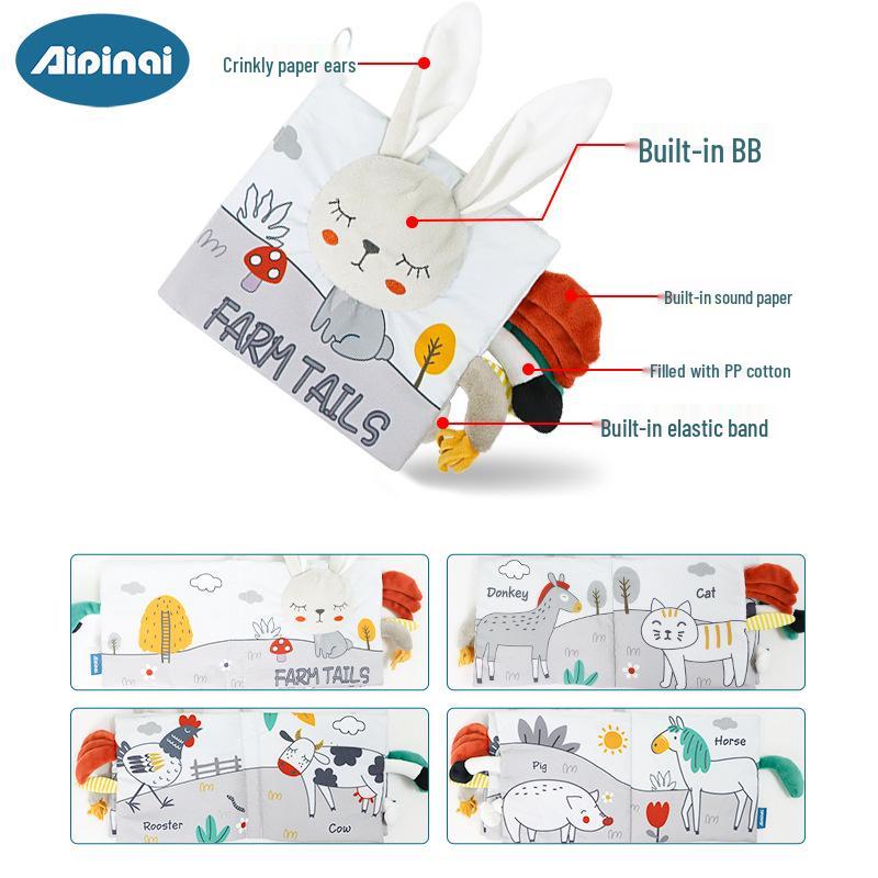 Aipinqi Black & White Baby Cloth Book: Tear-Resistant Teething & Cognitive 3D Toy