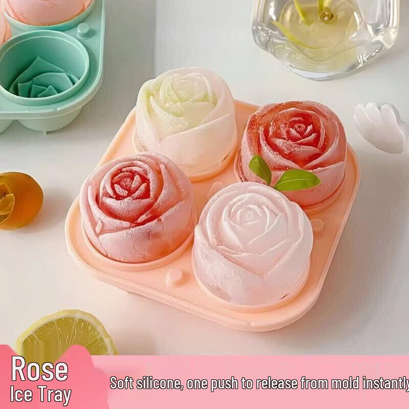 Silicone Rose Ice Cube Tray with Lid