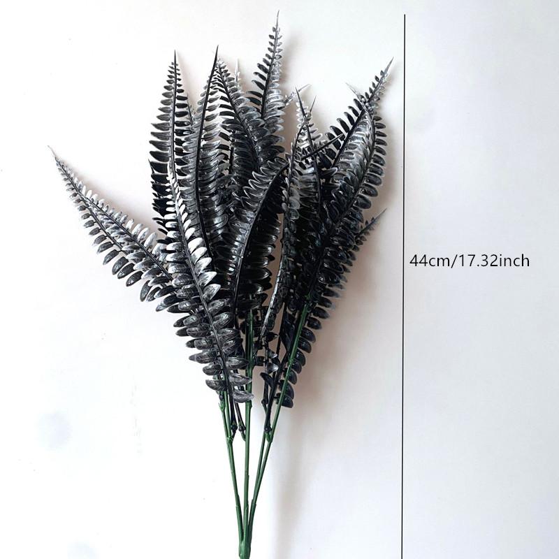 Halloween Black Artificial Plant Vine Eucalyptus Persian Fern Leaf Plastic Fake Flower Grass Home Party Garden Decor Photo Props