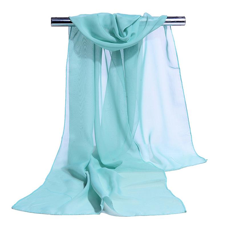 Koreanisches Damen Hochzeits-Abendparty-Kleid Schal Einfarbige Transparente Chiffon-Seiden-Schal Sommer Strandtuch Sonnenschutz-Schal R22