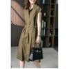 2025 Summer Plus Size Women's Solid Color Waist-Slimming Shirt Dress - Mid-Length, Loose, Casual, and Elegant