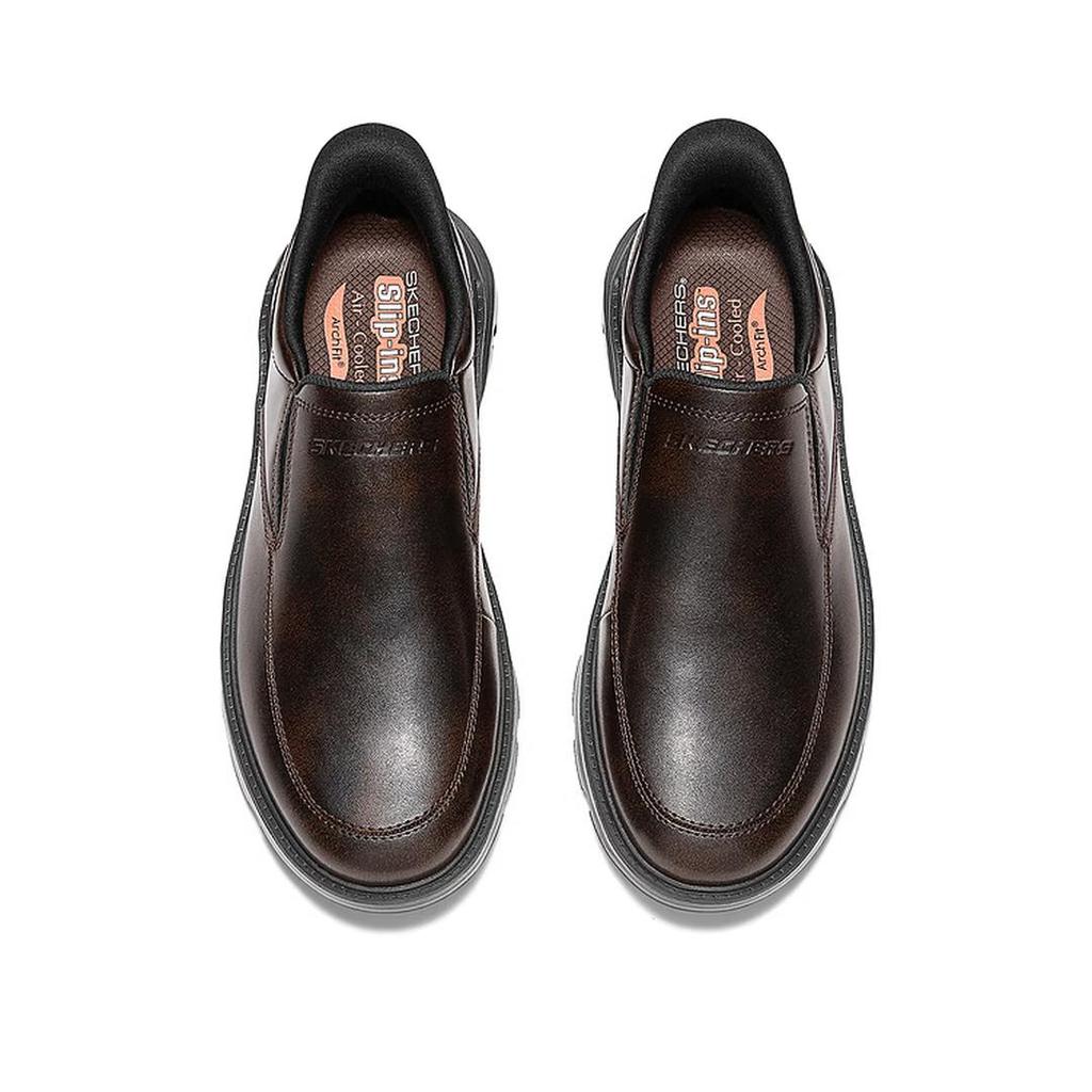 Skechers Casual Men Dark Brown Casual Leather Shoes Comfortable Versatile 205518-DKBR