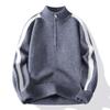 Men's Autumn Half-Zip Color Block Knit Pullover Sweater