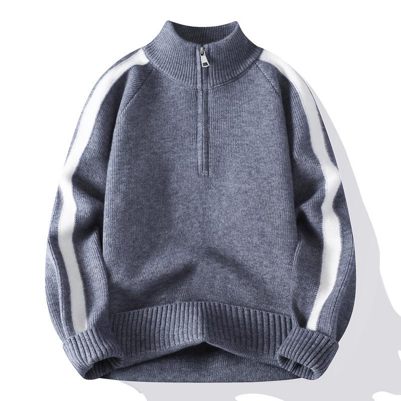 

Men s Autumn Half-Zip Color Block Knit Pullover Sweater L