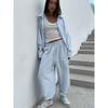 Spring New Women Vertical Stripe Shirt + Drawstring Pants Two Piece Set, Casual Striped Outfit Suits For Women