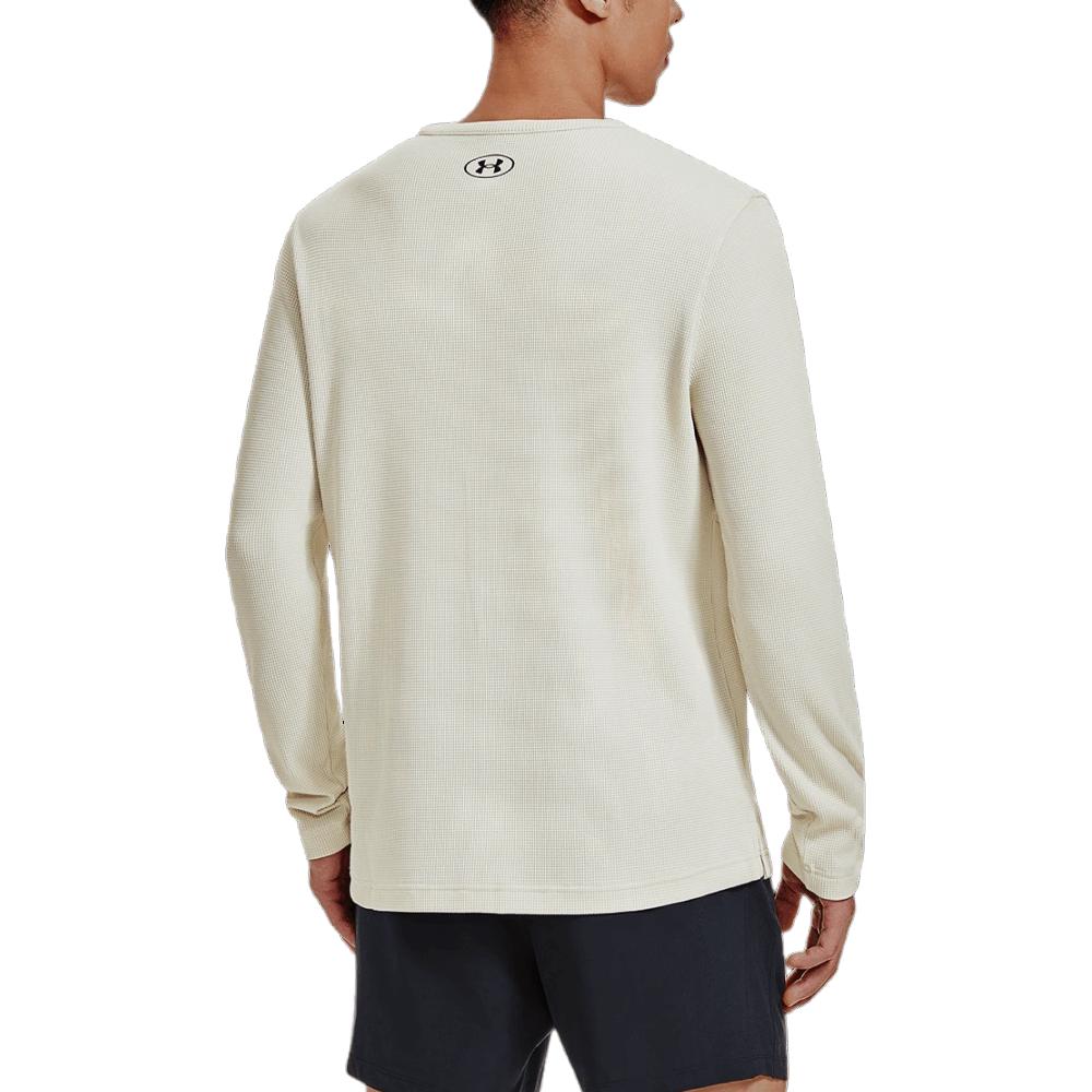 Under Armour Project Rock Solid Color Waffle Casual Crew Neck Long Sleeve Sweatshirt Men sweatshirt Dusty-Pink Gray 1380536-273