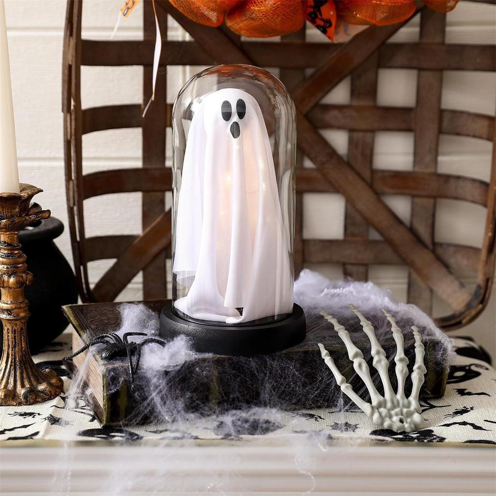 Halloween Decor Halloween Decorations Indoor Light Up  In Cloche Cute  With Light For Home Kitchen Mantel Tabletop Party Decor And Holiday Decor