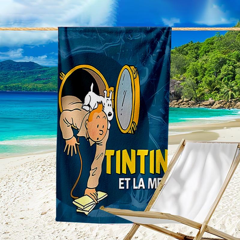 Asciugamano da spiaggia proof con un motivo de Le Avventure di Tintin2 - morbido, assorbente, ad asciugatura rapida, lavabile in lavatrice - perfetto per nuotare, campeggio, balneazione
