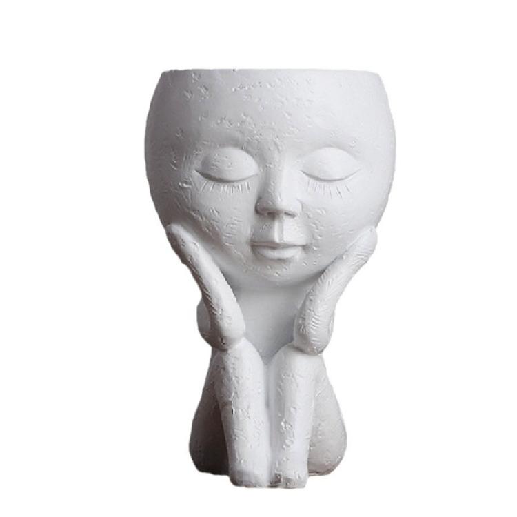 Cute Girl Face Flower Pot for Home and Garden Decors Succulents Cactus Resins Head Planter Vases for Small Plant Display