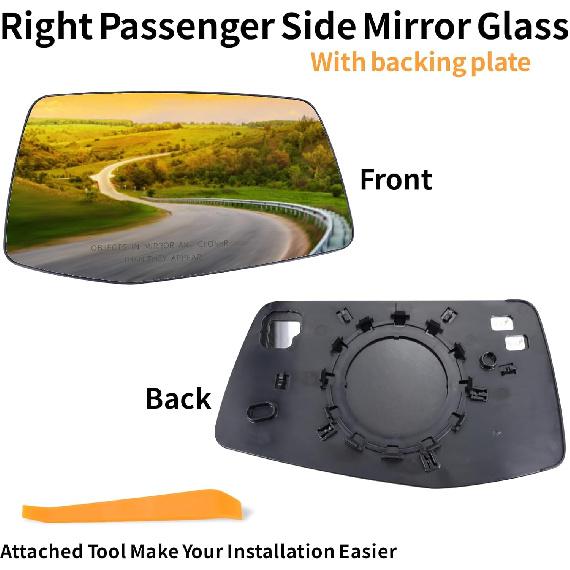 Right Passenger Side Mirror Glass Compatible With      2024 2025Chevy Silverado 1500 GMC Sierra 1500 With Backing Plate Heated (With A Tool) Replace#