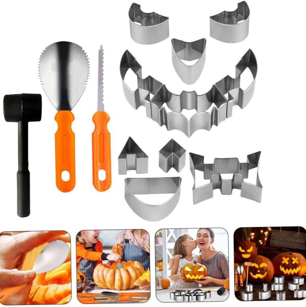 Halloween Pumpkin Carving Set: DIY Lantern Tools & Stainless Steel Cookie Cutters