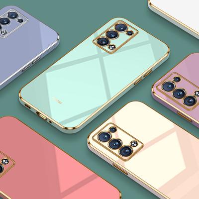 Für Oppo Reno6 Pro 5G Hülle Luxus Quadratische Beschichtung CPH2247 Handyhülle Stoßfest Silikon Rückseite Abdeckungen
