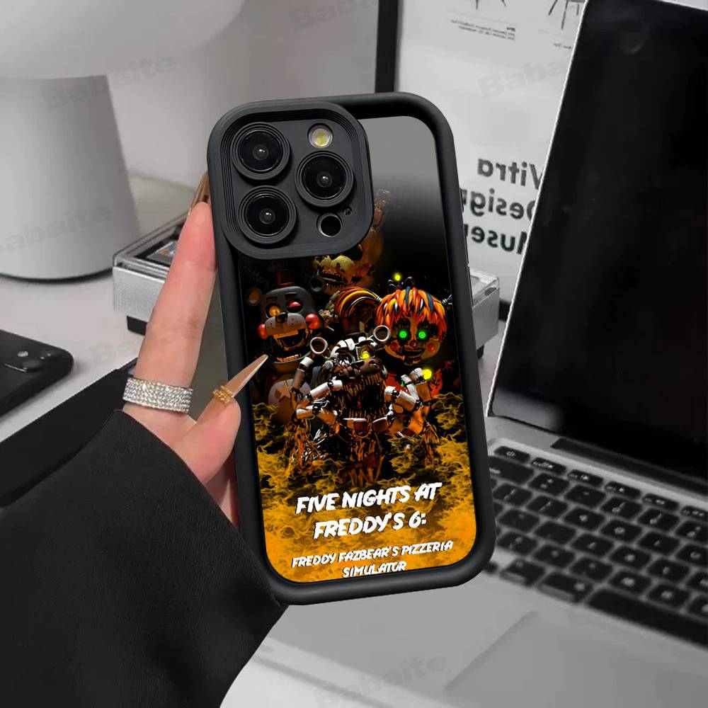 F-FNAF Five-nights-At-Freddys Silicone Soft Phone Case For iPhone 17 16 15 14 Plus 13 12 Mini 11 Black Cover