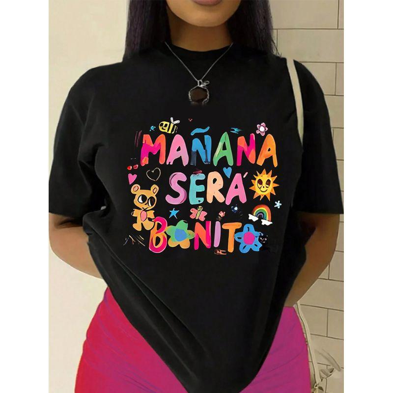Western Style Fashion Casual Print T-shirt Top Fashion Printed Cotton T-shirt Top