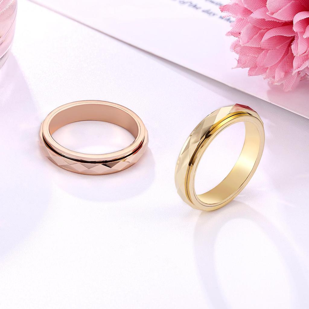 Elegant Tungsten Steel Spinning Ring: Women's Non-Fading Good Luck Accessory
