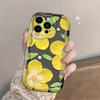 Yellow flower mobile phone case Apple 15promax women's cream pattern 14pro wavy pattern soft case iPhone13